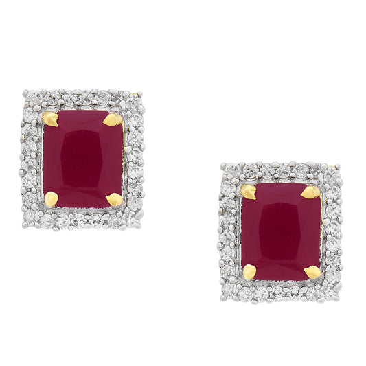 Traditional  Square Red & Gold Plating Earring (SJ_184)