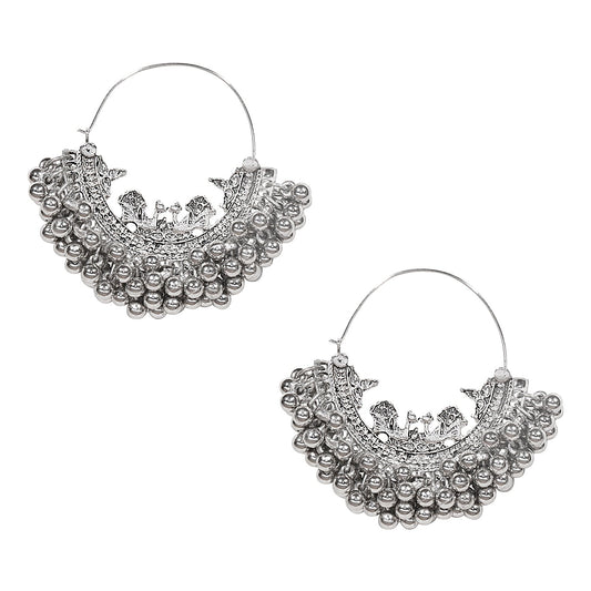 Shining Jewel Real Authentic Silver Look Hoop / Chandbali Earrings For Women & Girls (SJ_1852)