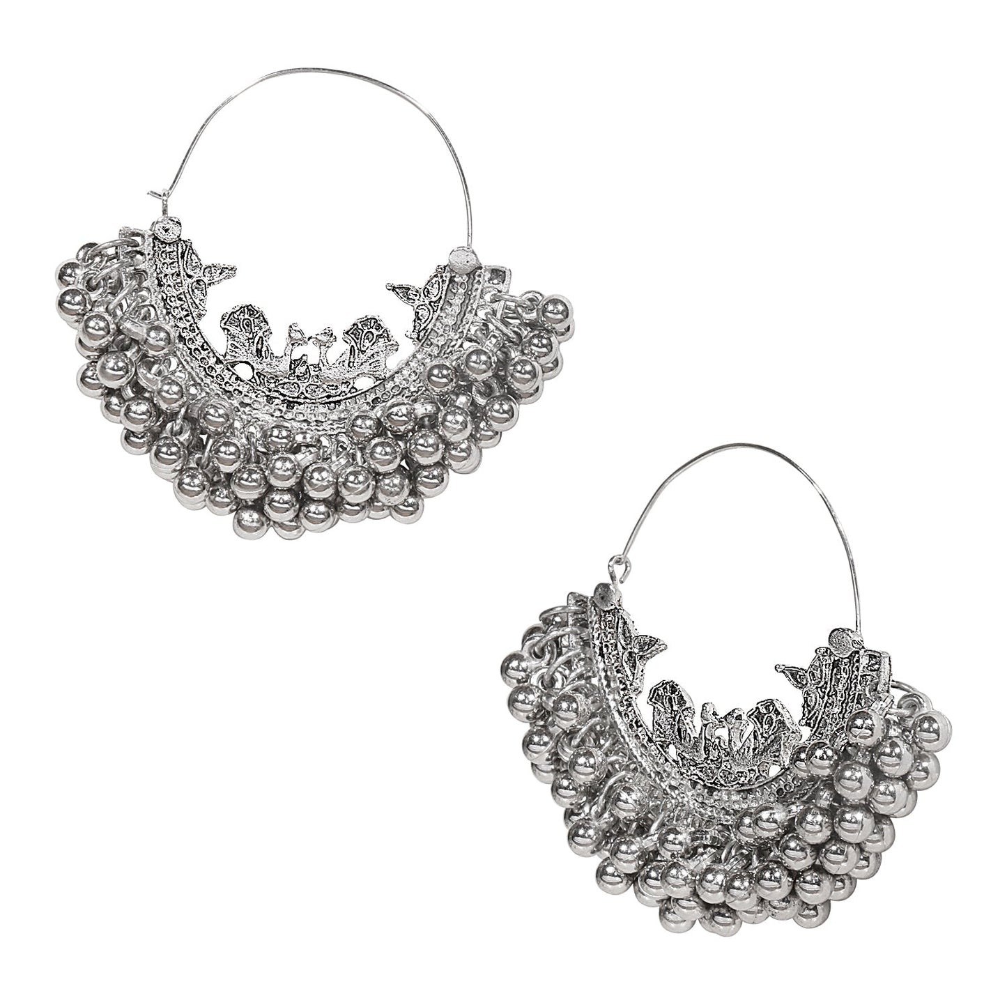 Shining Jewel Real Authentic Silver Look Hoop / Chandbali Earrings For Women & Girls (SJ_1852)