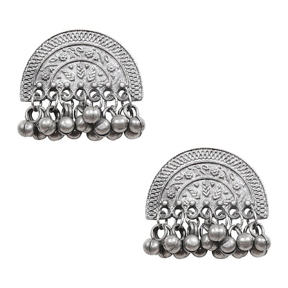 Shining Jewel Real Authentic Silver Look Oxidised Chandbali Earrings (SJ_1856)