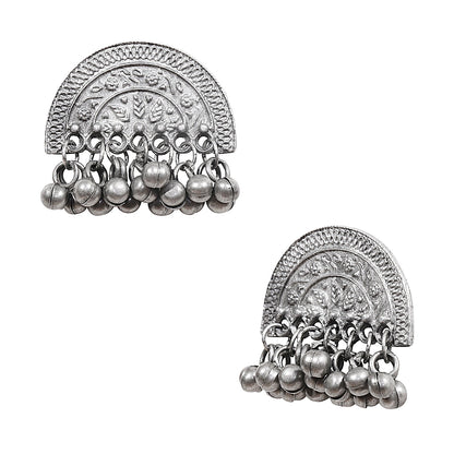 Shining Jewel Real Authentic Silver Look Oxidised Chandbali Earrings (SJ_1856)