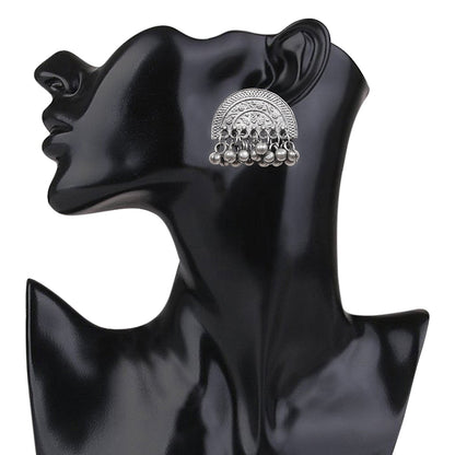 Shining Jewel Real Authentic Silver Look Oxidised Chandbali Earrings (SJ_1856)
