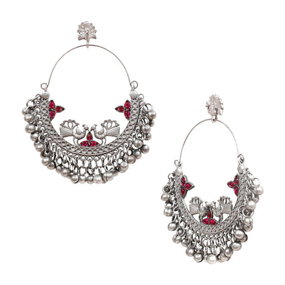 Shining Jewel Real Authentic Silver Look Peacock Chandbali Earrings (SJ_1859)