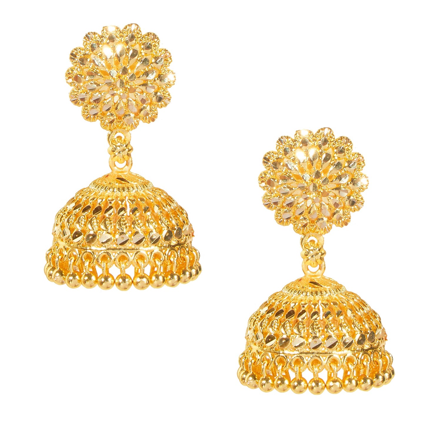 Traditional Gold Designer Bridal Jhumki Earrings (SJ_1864)