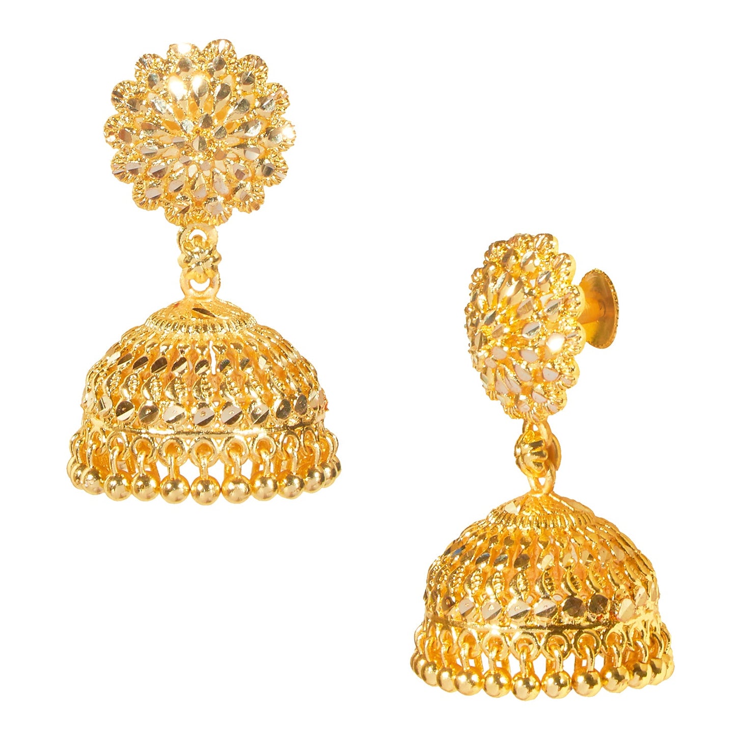 Traditional Gold Designer Bridal Jhumki Earrings (SJ_1864)