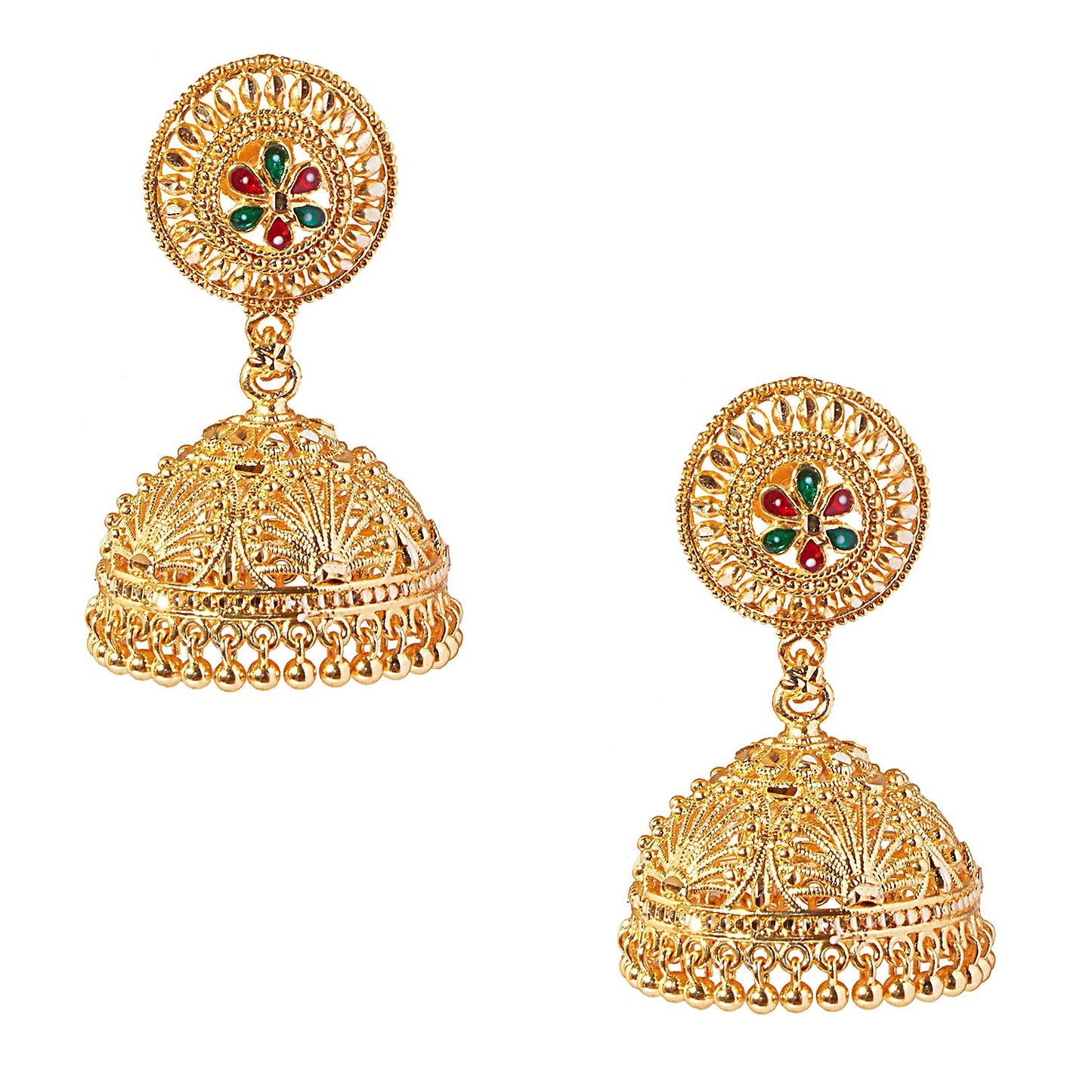 Traditional Gold Designer Jhumki Earrings (SJ_1865)