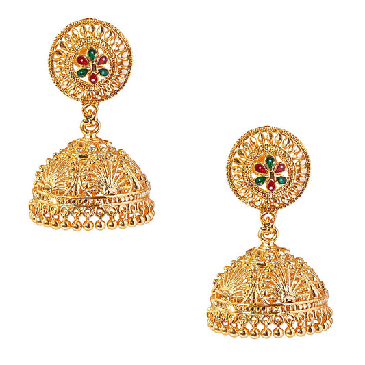 Traditional Gold Designer Jhumki Earrings (SJ_1865)