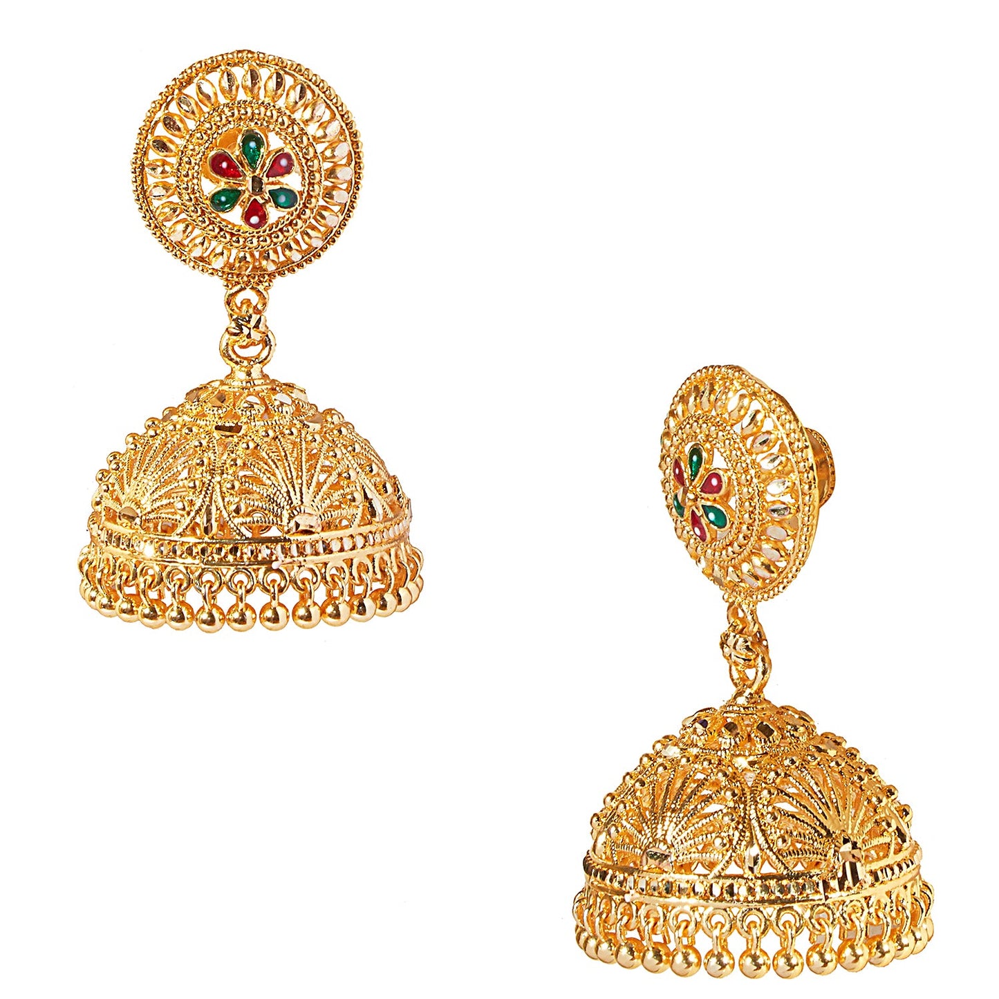 Traditional Gold Designer Jhumki Earrings (SJ_1865)