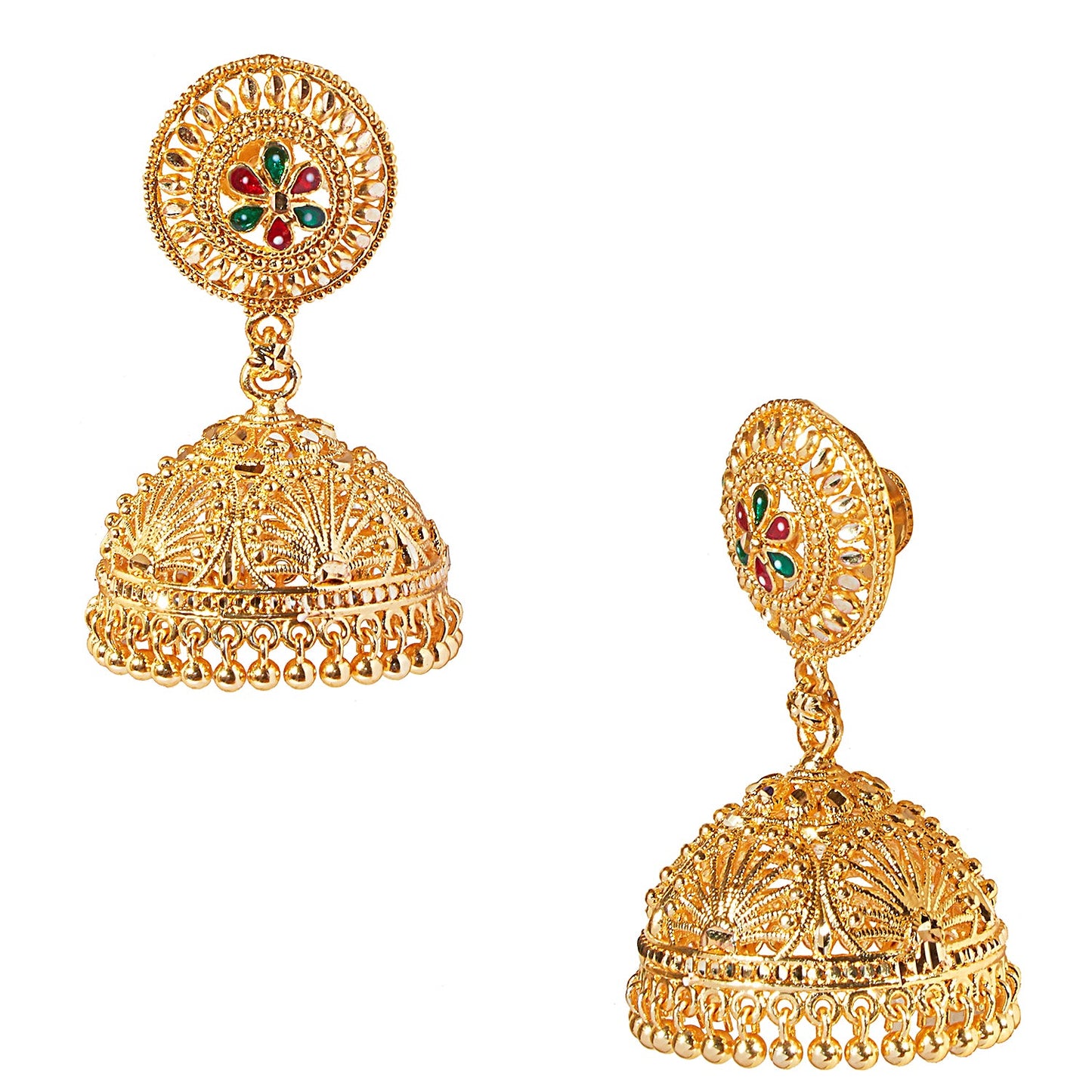 Shining Jewel Traditional Gold Designer Bridal Jhumki Earrings (SJ_1865)
