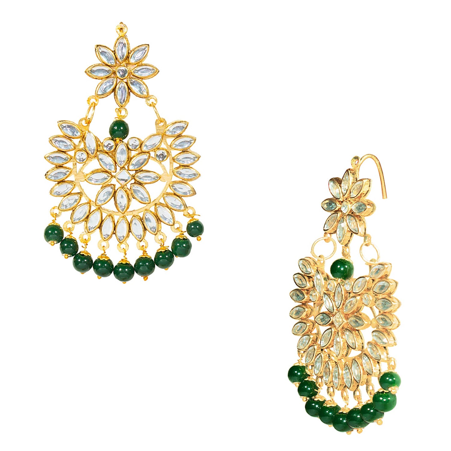 Shining Jewel Gold Plated Fashion Designer Traditional Kundan Polki Earring and Maang Tikka Combo Set for Women (SJ_1869)