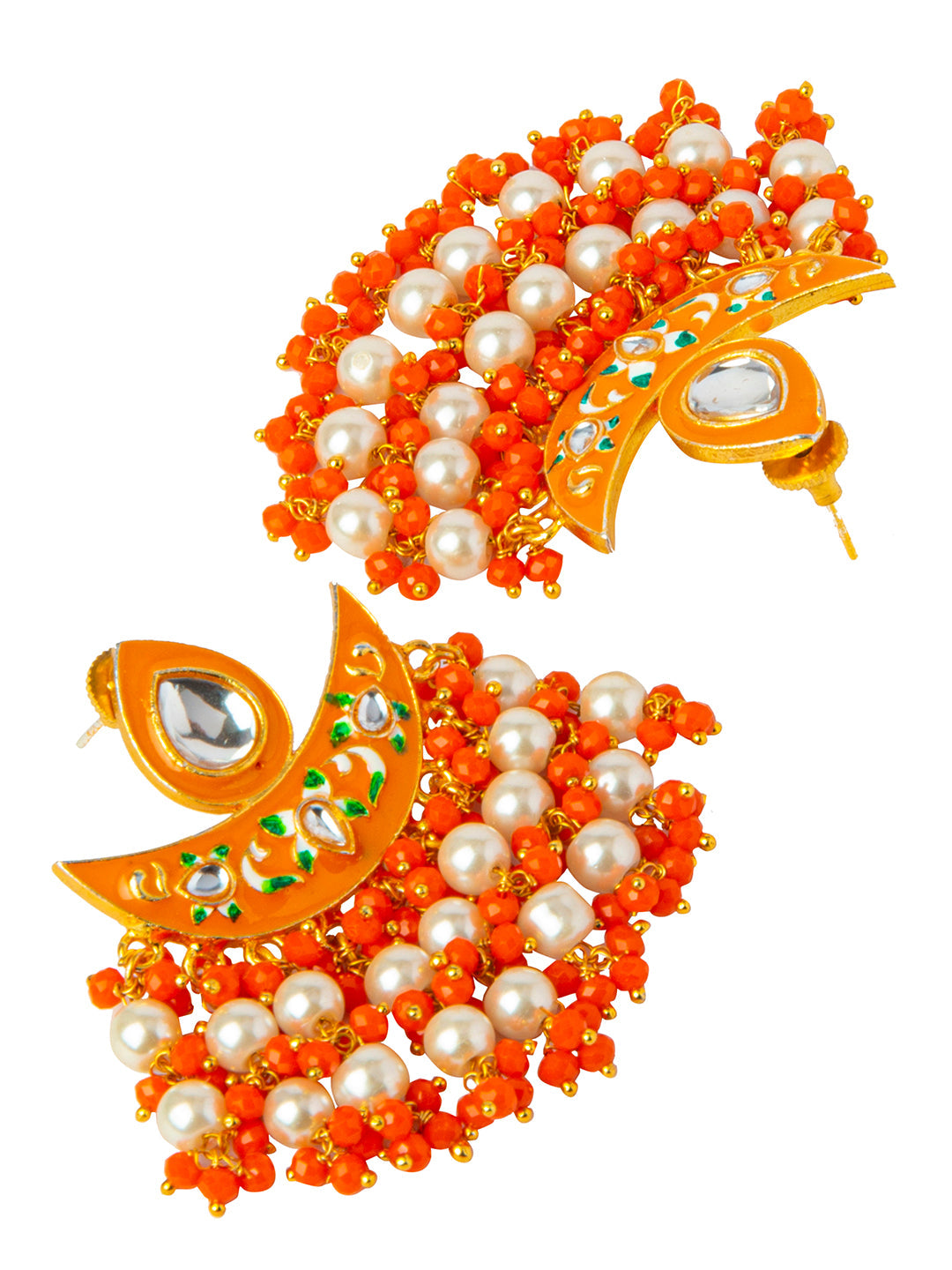 Shining Jewel Handcrafted Gold Plated Designer Traditional Ethnic Meenakari Kundan Chandbali Earrings Women (SJ_1873_O)