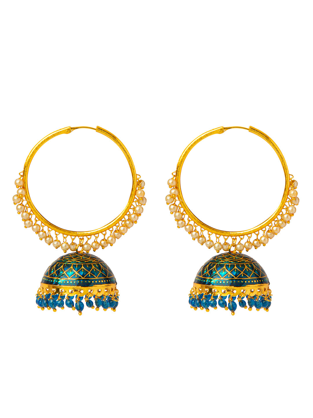 Shining Jewel Handcrafted Gold Plated Designer Traditional Ethnic Meenakari Kundan Jhumka bali Earrings Women (SJ_1876_YG)