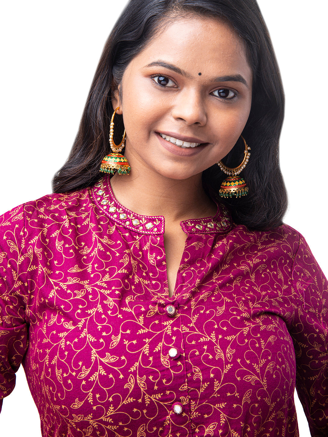 Shining Jewel Handcrafted Gold Plated Designer Traditional Ethnic Meenakari Kundan Jhumka bali Earrings Women (SJ_1876_YG)