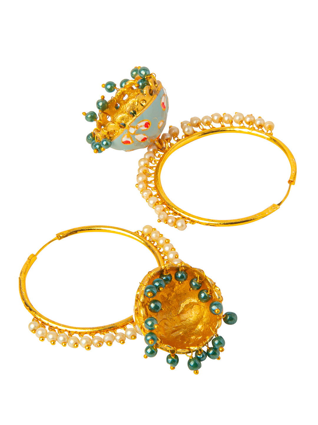 Shining Jewel Handcrafted Gold Plated Designer Traditional Ethnic Meenakari Kundan Jhumka bali Earrings Women (SJ_1877_GY)
