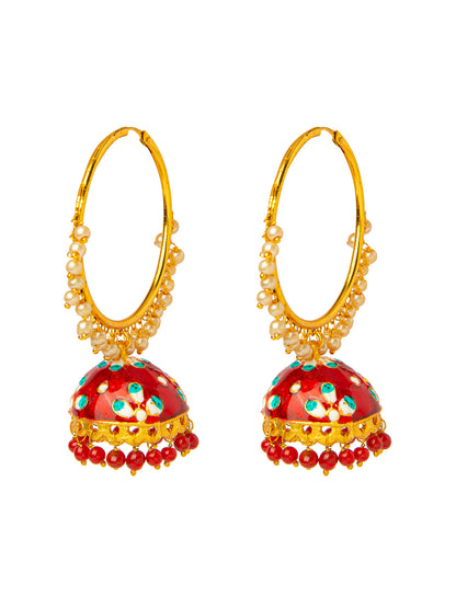 Shining Jewel Handcrafted Gold Plated Designer Traditional Ethnic Meenakari Kundan Jhumka bali Earrings Women (SJ_1877_M)