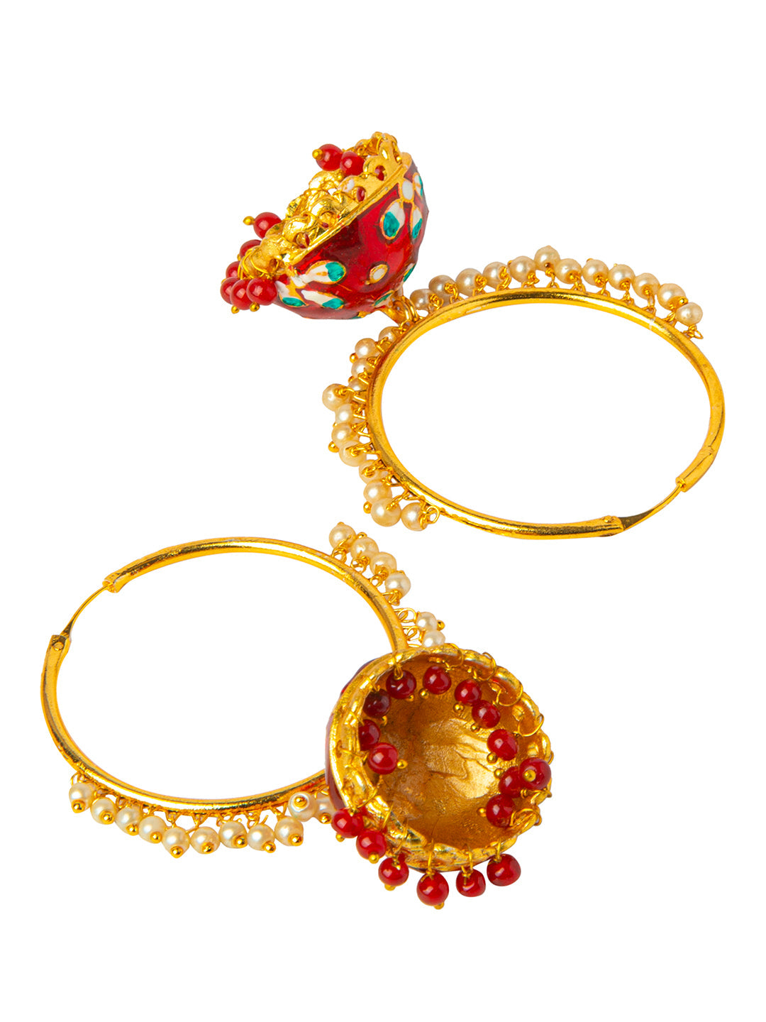 Shining Jewel Handcrafted Gold Plated Designer Traditional Ethnic Meenakari Kundan Jhumka bali Earrings Women (SJ_1877_M)