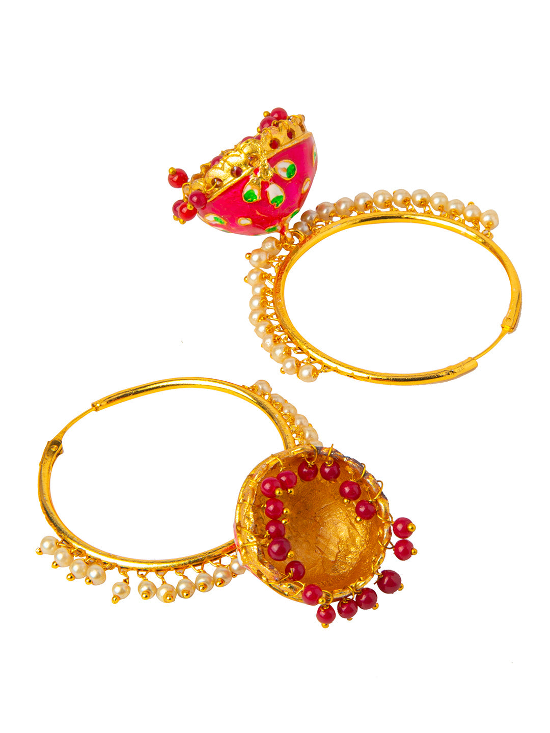 Shining Jewel Handcrafted Gold Plated Designer Traditional Ethnic Meenakari Kundan Jhumka bali Earrings Women (SJ_1877_P)