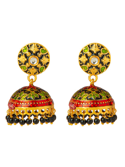 Shining Jewel Handcrafted Gold Plated Designer Traditional Ethnic Meenakari Kundan Jhumka Earrings Women (SJ_1879_G)