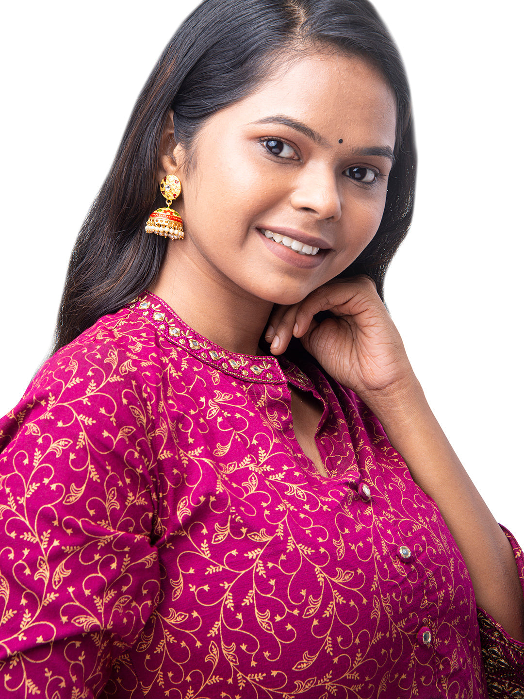 Shining Jewel Handcrafted Gold Plated Designer Traditional Ethnic Meenakari Kundan Jhumka Earrings Women (SJ_1879_Y)