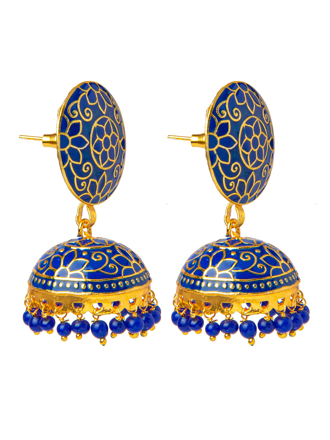 Shining Jewel Handcrafted Gold Plated Designer Traditional Ethnic Meenakari Kundan Jhumka Earrings Women (SJ_1880_R)