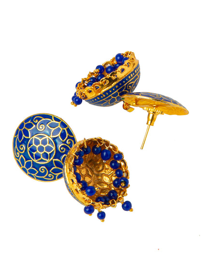 Shining Jewel Handcrafted Gold Plated Designer Traditional Ethnic Meenakari Kundan Jhumka Earrings Women (SJ_1880_R)