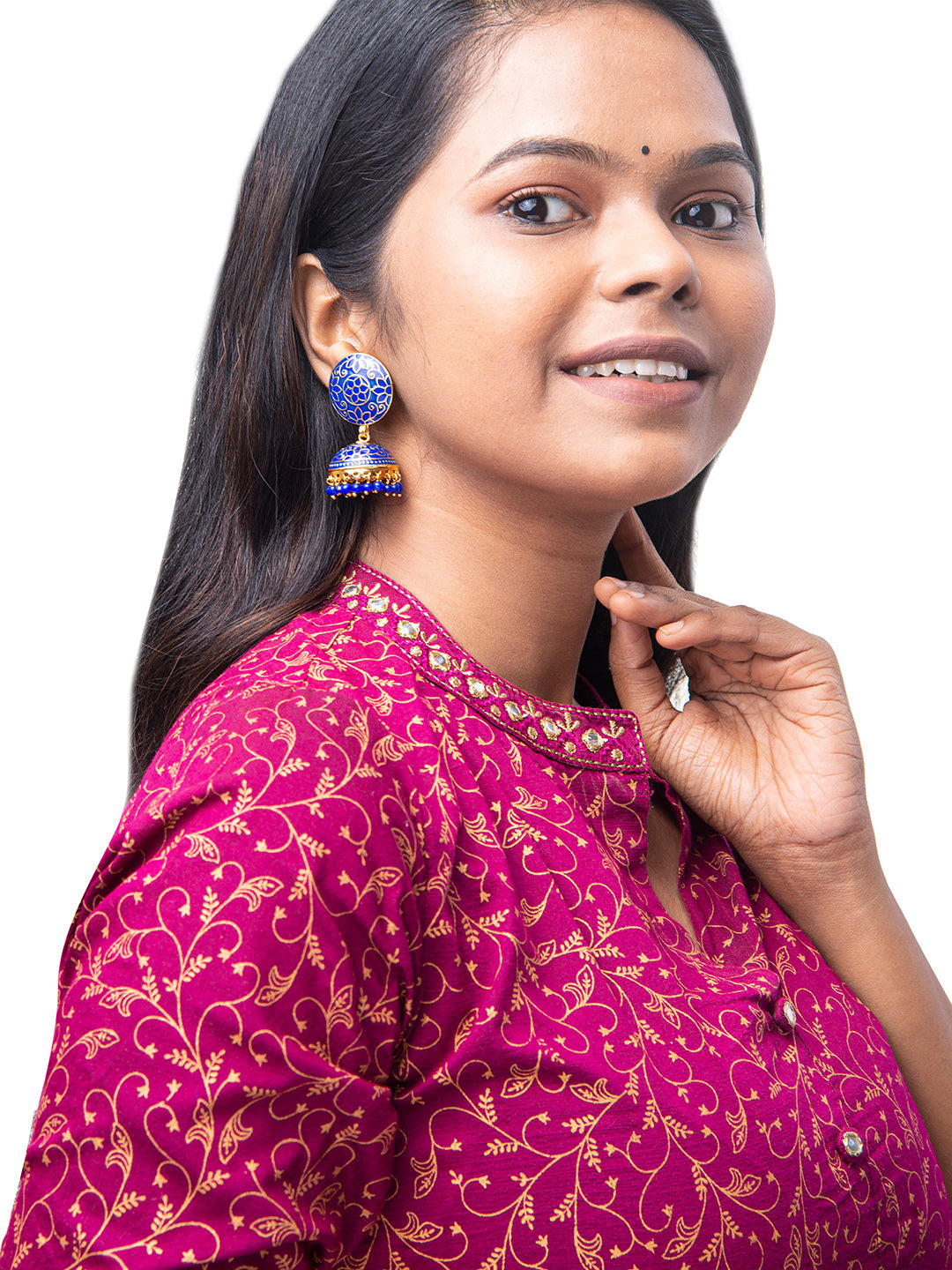 Shining Jewel Handcrafted Gold Plated Designer Traditional Ethnic Meenakari Kundan Jhumka Earrings Women (SJ_1880_R)