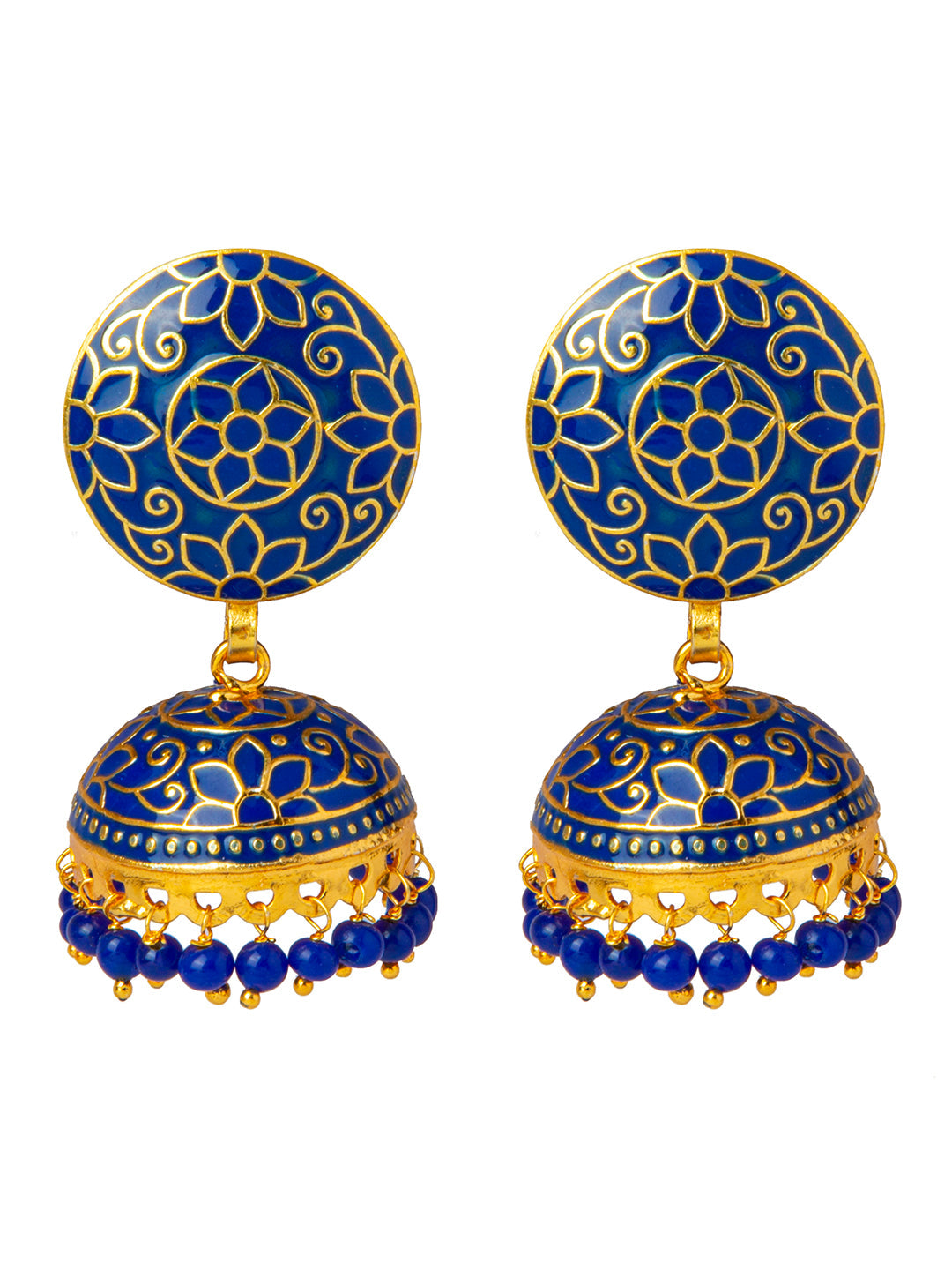 Shining Jewel Handcrafted Gold Plated Designer Traditional Ethnic Meenakari Kundan Jhumka Earrings Women (SJ_1880_R)
