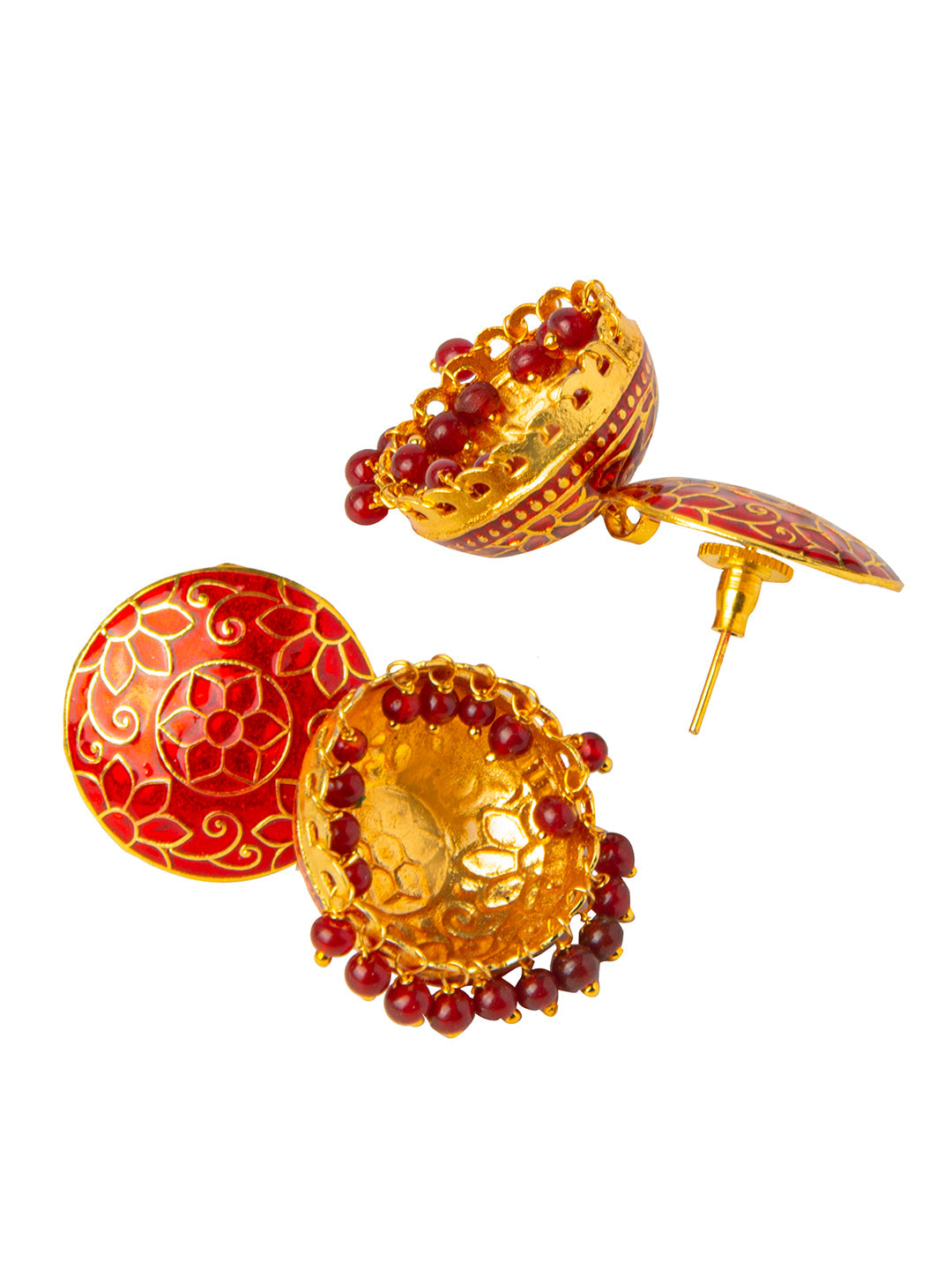 Shining Jewel Handcrafted Gold Plated Designer Traditional Ethnic Meenakari Kundan Jhumka Earrings Women (SJ_1880_PR)