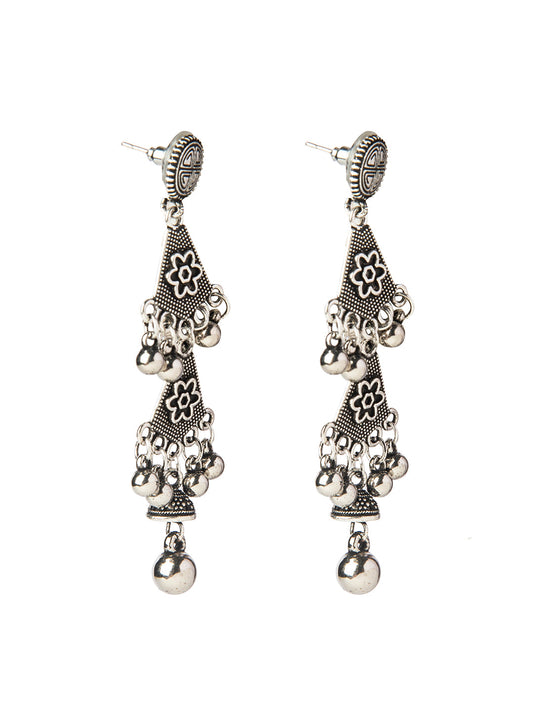 Shining Jewel Silver Plated Antique Oxidised dangle Jhumka Earrings For Women (SJ_1883)