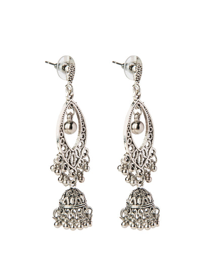 Shining Jewel Silver Plated Antique Oxidised dangle Jhumka Earrings For Women (SJ_1884)