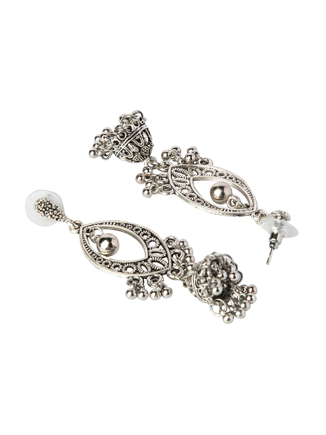 Shining Jewel Silver Plated Antique Oxidised dangle Jhumka Earrings For Women (SJ_1884)