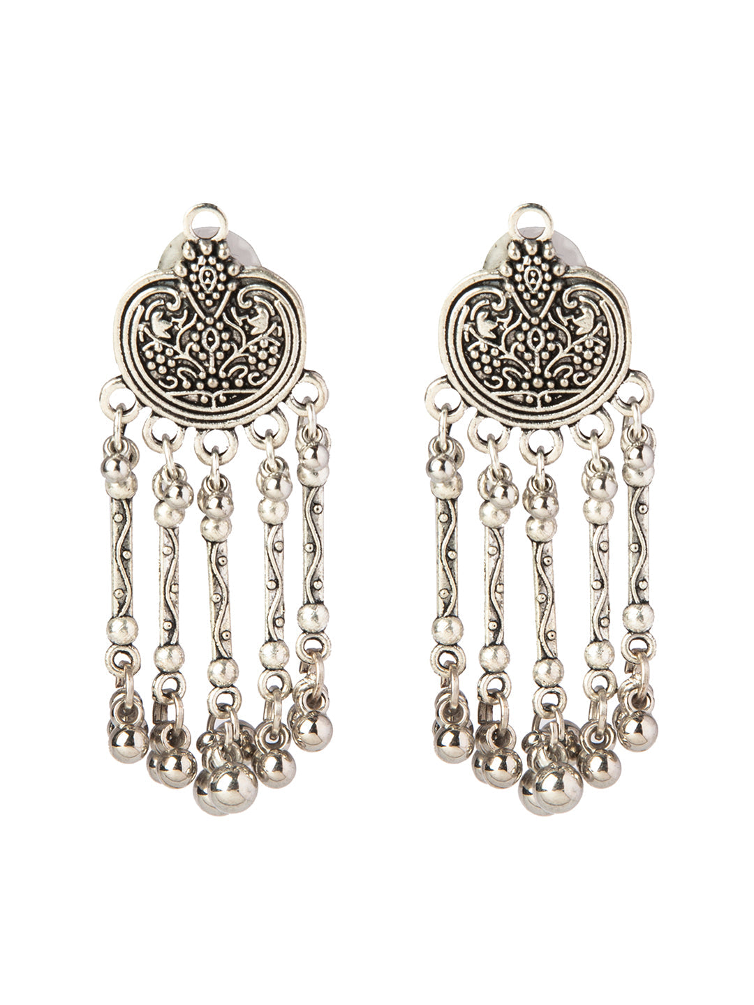 ER15859 92.5 Silver Jewellery Small Flower Design Antique Oxidised Earrings  Online | JewelSmart.in