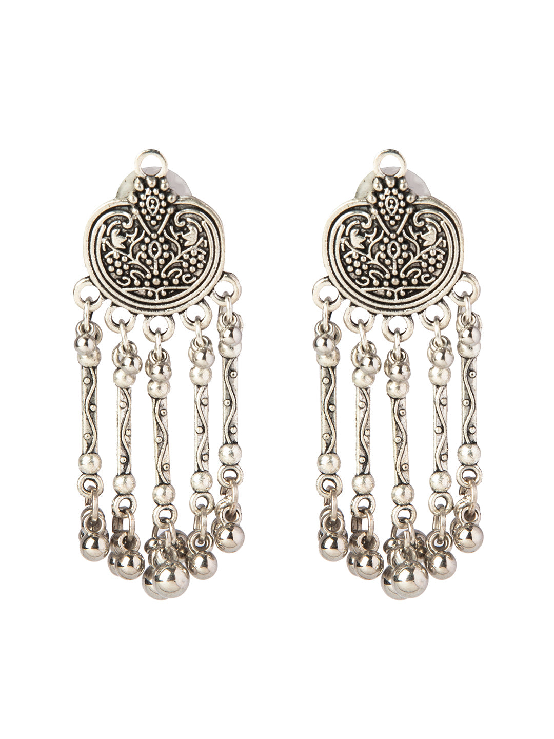 Shining Jewel Silver Plated Antique Oxidised dangle Earrings For Women (SJ_1885)