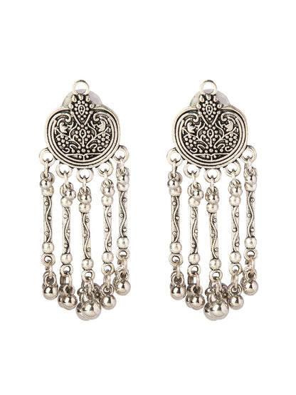 Shining Jewel Silver Plated Antique Oxidised dangle Earrings For Women (SJ_1885)