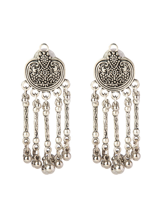 Shining Jewel Silver Plated Antique Oxidised dangle Earrings For Women (SJ_1885)