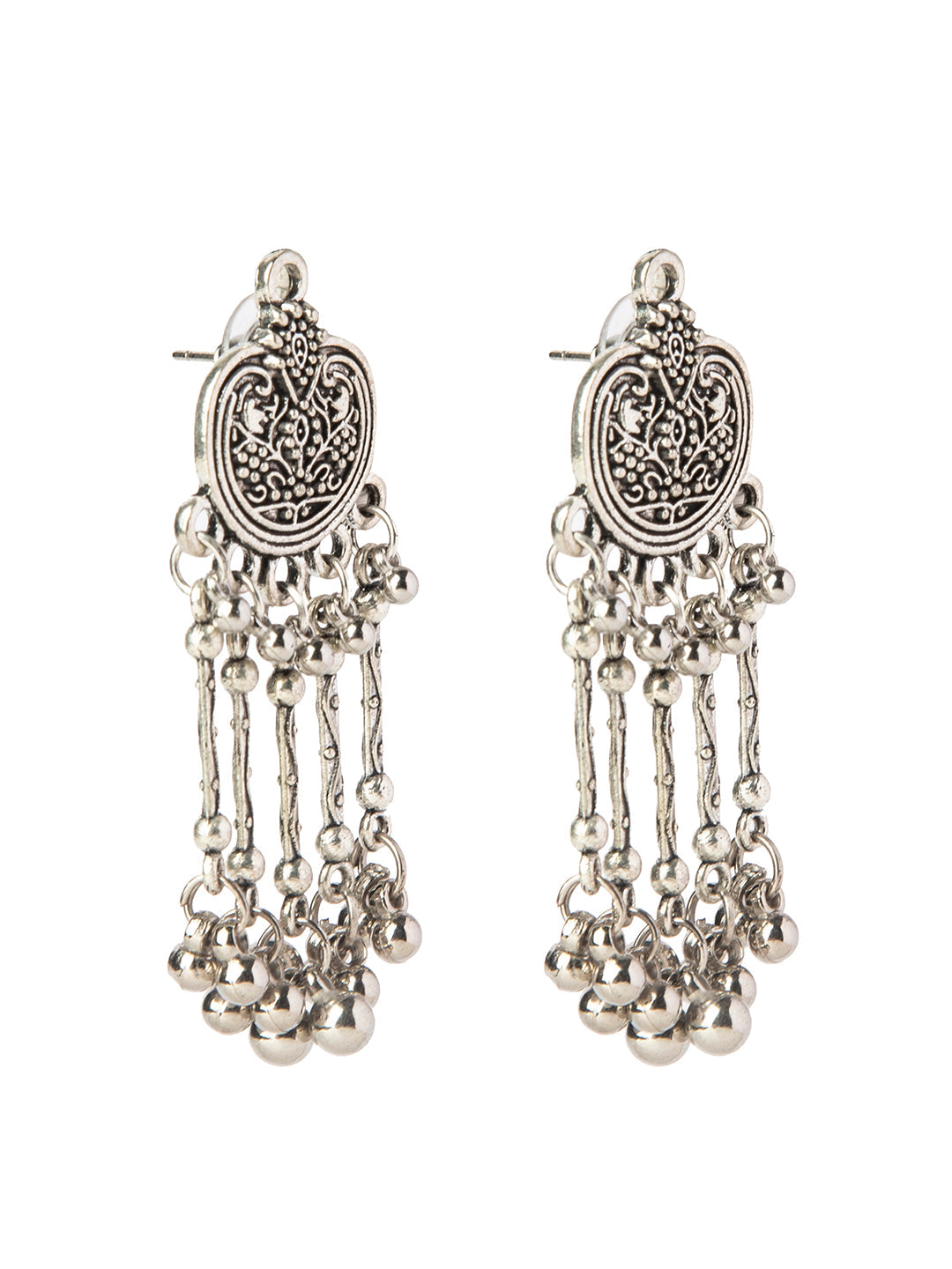 Shining Jewel Silver Plated Antique Oxidised dangle Earrings For Women (SJ_1885)
