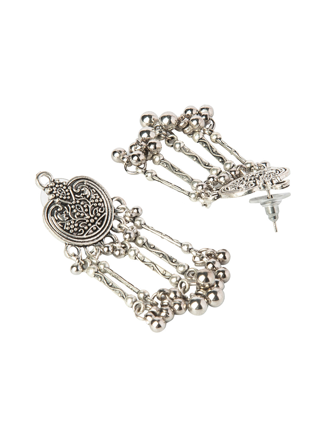Shining Jewel Silver Plated Antique Oxidised dangle Earrings For Women (SJ_1885)