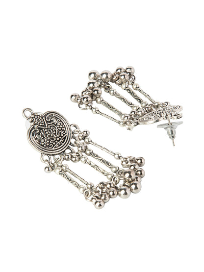Shining Jewel Silver Plated Antique Oxidised dangle Earrings For Women (SJ_1885)