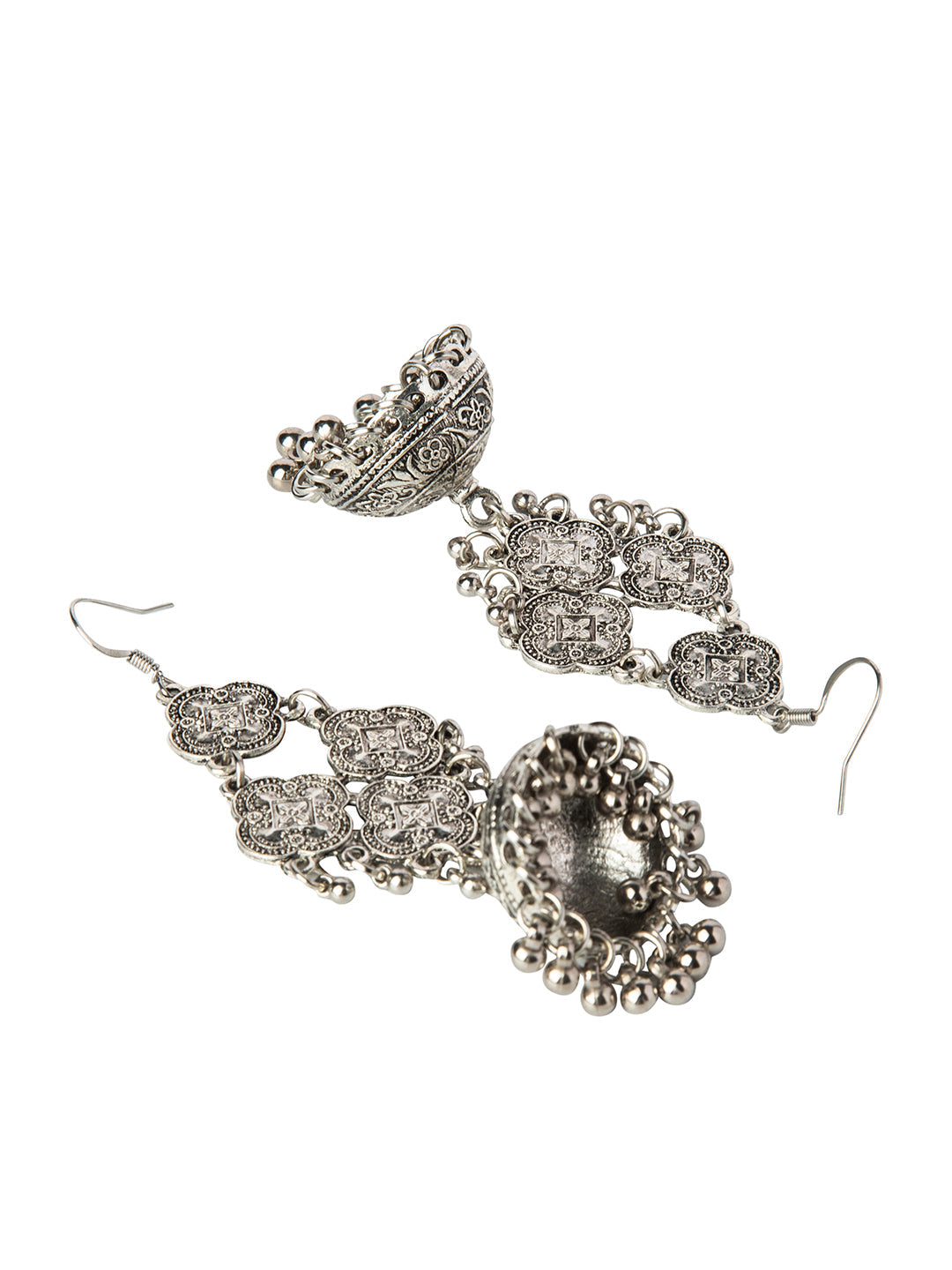 Shining Jewel Silver Plated Stylish Oxidised Chandbali Jhumka Earring for Girls and Women (SJ_1887)