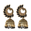 Shining Jewel Gold Plated Antique Traditional Peacock Jhumka With CZ, LCT Crystals,Kundan & Pearls Earrings for Women (SJ_1891_BK)