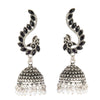 Shining Jewel Silver Plated Antique Oxidised Traditional Peacock Jhumka With Pearls Earrings for Women (SJ_1892_BK)