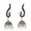 Shining Jewel Silver Plated Antique Oxidised Traditional Peacock Jhumka With Pearls Earrings for Women (SJ_1892_BK)