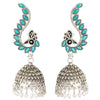 Shining Jewel Silver Plated Antique Oxidised Traditional Peacock Jhumka With Pearls Earrings for Women (SJ_1892_B)