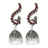 Shining Jewel Silver Plated Antique Oxidised Traditional Peacock Jhumka With Pearls Earrings for Women (SJ_1892_M)