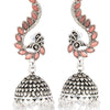 Shining Jewel Silver Plated Antique Oxidised Traditional Peacock Jhumka With Pearls Earrings for Women (SJ_1892_P)