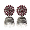 Shining Jewel Silver Plated Antique Oxidised Traditional Ethnic Jhumka With CZ & Pearls Earrings for Women (SJ_1894_M)