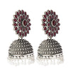 Shining Jewel Silver Plated Antique Oxidised Traditional Ethnic Jhumka With CZ & Pearls Earrings for Women (SJ_1894_M)