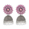 Shining Jewel Silver Plated Antique Oxidised Traditional Ethnic Jhumka With CZ & Pearls Earrings for Women (SJ_1894_P)