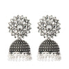 Shining Jewel Silver Plated Antique Oxidised Traditional Ethnic Jhumka With CZ & Pearls Earrings for Women (SJ_1894_W)