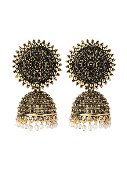 Shining Jewel Gold Plated Antique Traditional Ethnic Jhumka With Pearls Earrings for Women (SJ_1895)